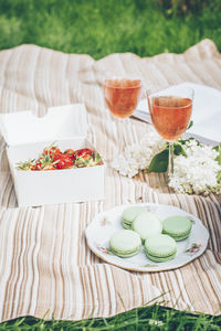 High angle view of food on table