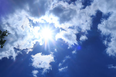 Low angle view of clouds in blue sky