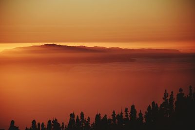 Silhouette of mountains at sunset