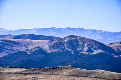 Scenic view of mountains against clear sky