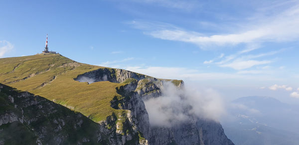 Panoramic view of volcanic mountain against sky