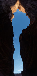 Low angle view of rock formations against sky