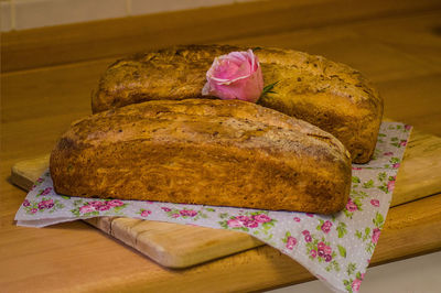 Close-up of bread on table