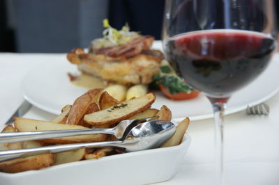 Close-up of ice cream in plate on table