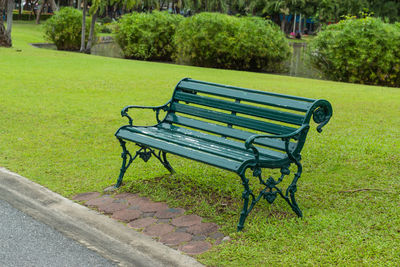 Empty bench in park