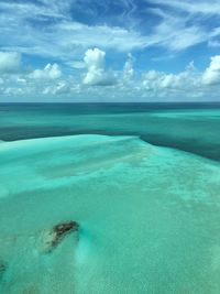 Scenic view of sea against blue sky