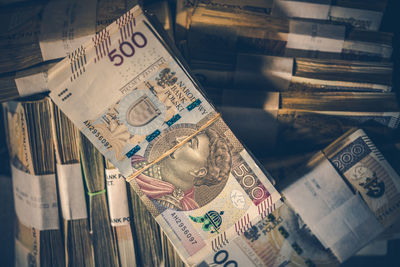 Close-up of paper currencies