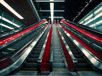 High angle view of escalator