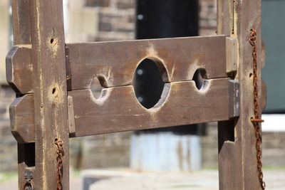 Close-up of  wooden stockade