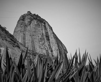 Low angle view of mountain against clear sky