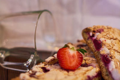 Close-up of breakfast served on table