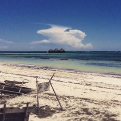 Scenic view of sea against blue sky