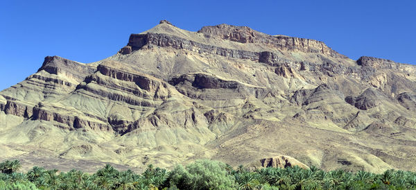 Scenic view of rocky mountains against clear sky