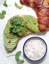 High angle view of meal served in plate