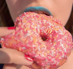 Close-up of woman holding ice cream