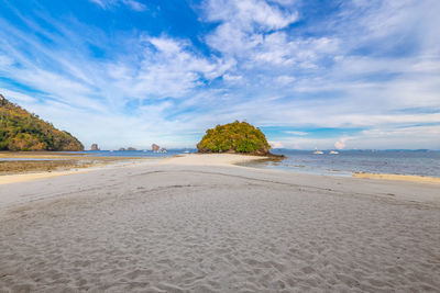 Scenic view of beach against sky