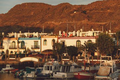 View of buildings in mountains