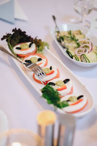 High angle view of meal served in plate