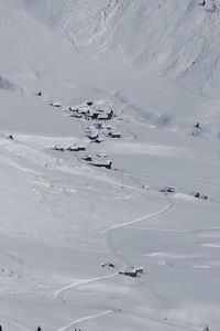 High angle view of snow covered mountain