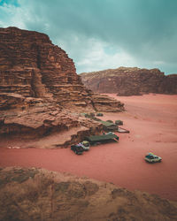 Rock formation on land against sky