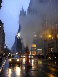 View of city street at night