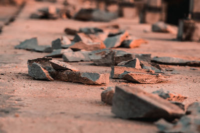 Close-up of rusty metal on construction site