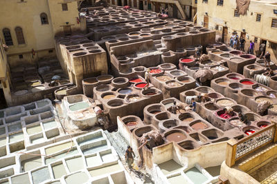 High angle view of market stall