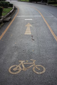 Road marking on road