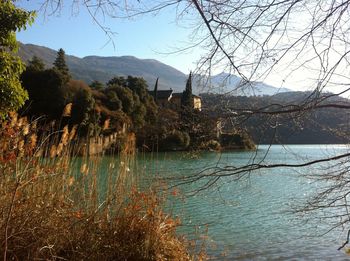 Scenic view of lake against sky