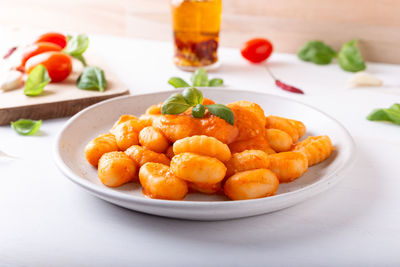 Close-up of food in plate on table