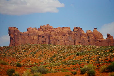 Scenic view of landscape against cloudy sky