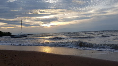 Scenic view of sea against sky during sunset