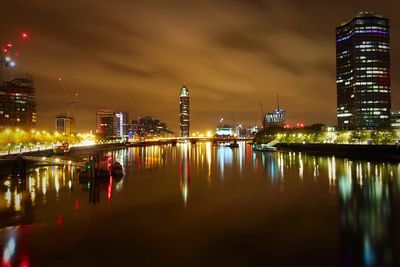 City lit up at night