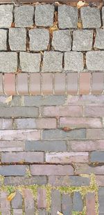 High angle view of brick wall