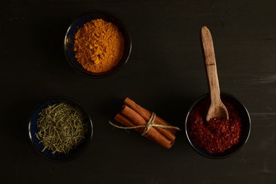 High angle view of food on table