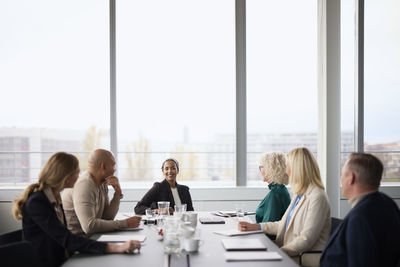 People talking during business meeting