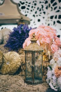 Close-up of flowers on table at home