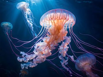 Jellyfish swimming in sea