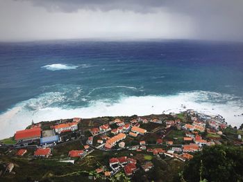 High angle view of sea against sky