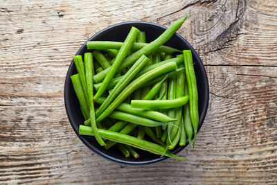 High angle view of vegetables in bowl on table