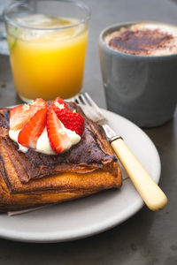 Close-up of dessert in plate on table