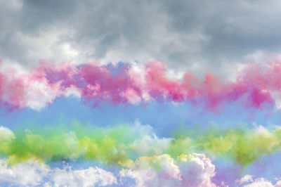 Low angle view of rainbow in sky