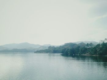 Scenic view of lake against clear sky