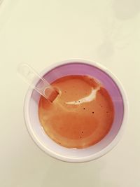 Directly above shot of coffee cup on table