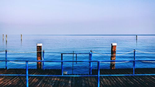 Scenic view of sea against clear sky