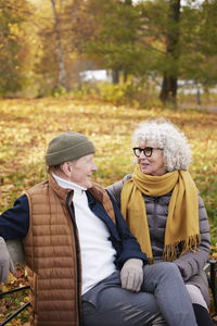 Senior couple resting in park