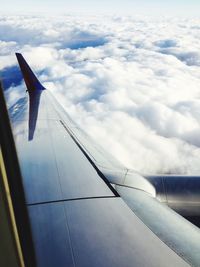 Cropped image of airplane wing over landscape