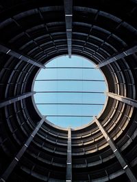 Low angle view of skylight in building