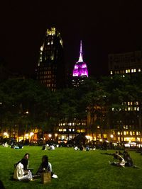 View of city at night