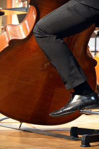 Close-up of shoes on chair